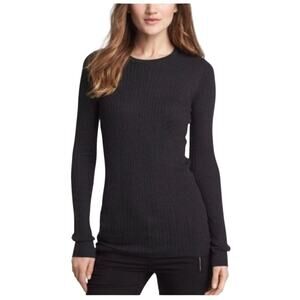 Vince Ribbed Knit Long Sleeve Black Crew Neck Sweater Size Large